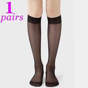 2Pairs Lolita Summer Socks Silk Knee Socks Tube JK Girls Long Socks White Black Half Sock Lolita Nylon Knee Lolita Stockings