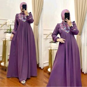 Gamis Dress Gema Bordir Crinkle Premium