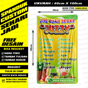 Spanduk Es Jus Buah Custom Banner Jualan Juice JusBuah Segar SpandukCustom Desain Gratis StikerAsia