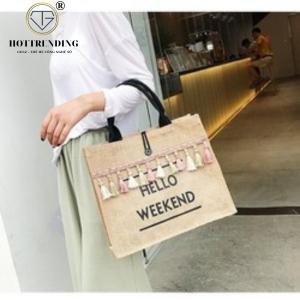 Túi cói xách tay nữ phong cách Vintage trẻ trung năng động loại dày đẹp Trùm Sỉ Gia Thành