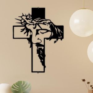 Metal Cross Wall Art Jesus Crucifix Statue Wall Hanging Ornament For Easter Thanksgiving Gift