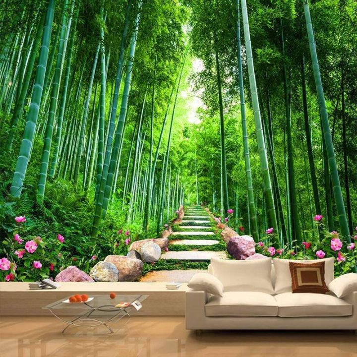 Custom 3d Photo Wallpaper Modern Bamboo Forest Landscape Living Room