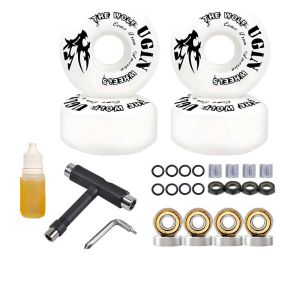 4Pcs 52mm 95A Skate Wheels Set with Bearing Tool Set & Washers Resilient PU for Street Freestyle