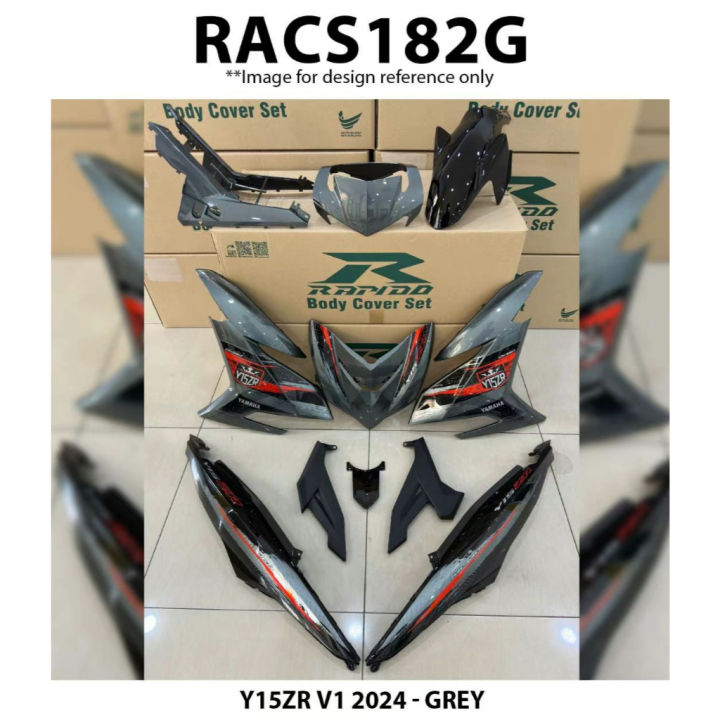 Cover Set Rapido Y15ZR V1 V2 Yamaha 2024 Grey Blue Cyan Ysuku Accessories Motor Y15 V1 V2 2024 Coverset Y15ZR Grey Biru