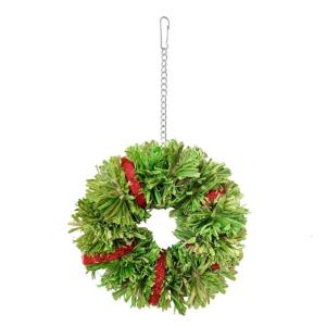 Pet Bird Chew Toy Natural Colorful Loofah Wreath for Cockatiel Conure Cockatoos Teeth Grinding Toy for Cage