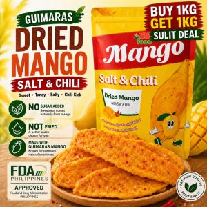 BUY 1 GET 1 - Guimaras Dried Mango Salt Chili 1KG No Sugar Added Not Fried Snack Local Philip