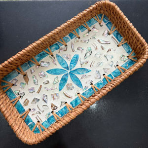 Khay mây khảm trai đựng đồ ăn bánh kẹo Smile Decor khay mây mini đựng đồ spa trang trí chụp ảnh