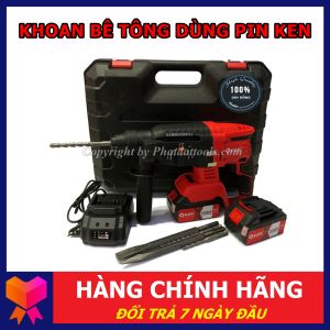 Máy Khoan Đục Betong Dùng Pin Ken - Khoan Khỏe Đục Khỏe Có Búa Tiện Dụng - Kèm 2 Mũi Đục 3 Mũi Khoan - Bảo Hành 6 Tháng