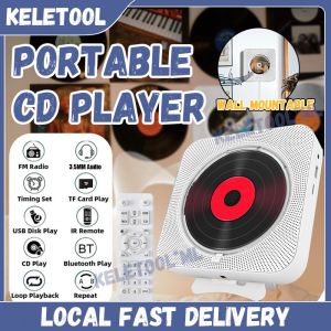Portable CD Player Wall Mountable Bluetooth Home Audio Box with Remote Control FM Radio Built-in HiFi Speaker MP3