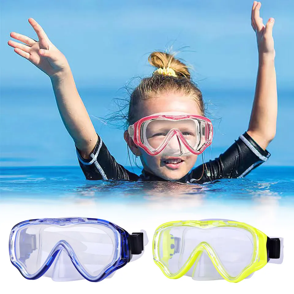 Diving Goggles Kids Swimming Goggles Leakproof Kids Swim Goggles with Nose  Cover and Snorkel Anti-fog Diving Face Mask for Children Wide View Swimming 