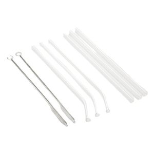 8pcs/box 20cm Reusable Glass Straws Transparent Straight&Bent with Brush & Storage Case