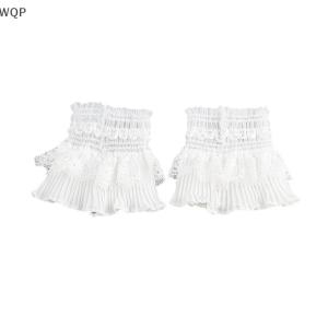 [WQP Fashion Store] Hot Sale Jewerry Detachable Sleeves Cuffs Female Lace Thin Pleated Flare Sleeve Ruffles Wristband Sweater Blouse Decorative Sleeves