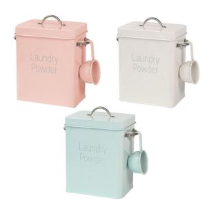 ROBERTA Multipurpose Nordic Style with Spoon Food  Rice Storage Covered Anti-rust Tin Box Laundry Container Washing Dispenser Sealed Box Washing Powder Box