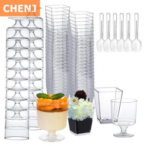 [COD] CHENJ KITCHEN 10PCS Disposable Trapezoidal Circular Mousse Dessert Cup Yogurt Frozen Cake Appetizer Cup Mini Pudding Fruit Ice Cream Cup