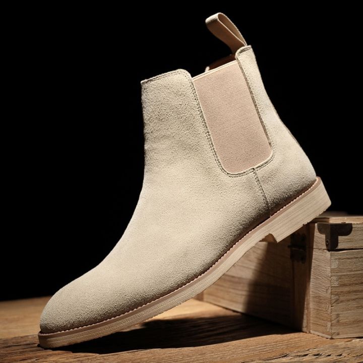Genuine Leather Chelsea Boots for Men Cow Suede Ankle Boots Platform Shoes  Casual Business Shoes Autumn Winter Slip on Men Shoe