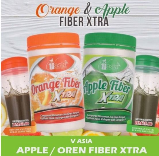V'ASIA APPLE FIBER XTRA & ORANGE FIBER EXTRAP OWDER DRINK 400g Lazada