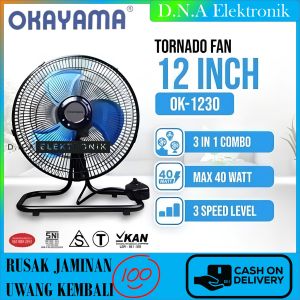 Kipas Besi Tornado 2in1 Okayama OK-1230 Ukuran 12 Inchi Desk Fan Wall Fan Kipas Dinding