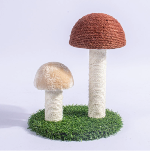 HATELI Cat Scratching Post Mushroom Cat Scratcher Featuring with Natural Sisal Scratching Poles and Interactive Toy for Kittens and Cats