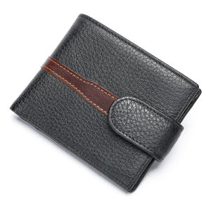 BeeGreen Men Real Leather Folding Wallet Fashion Contrasting Color Card Holder Classic Long Wallet High Quality Male Wallet