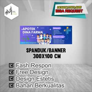 Spanduk Banner Size 300X100 Cm Apotek Free Custom Design