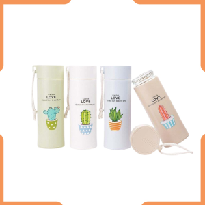 Botol Kaca Kaktus Botol Minum - Botol Air Minum 450ml - Botol Air Model Kaktus Lucu - Botol Anak Bisa Dibawa Kemana Kemana - Botol Kaca Karakter Kaktus