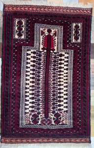 TABRIZ CARPETS BALUCH Persian Hand Knotted Carpet Prayer Rug Sajadah 155x105 authentic in-stock