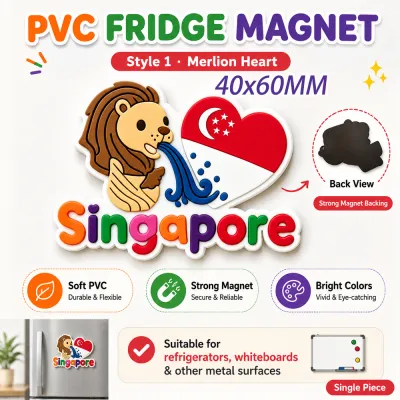 Singapore PVC Magnetic stickers Cute Cartoon Magnetic Sticker Home Kitchen Decor Souvenir Gift for Refrigerator Whiteboard
