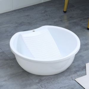 DISHONORSTORE76RE2 Thickened Washboard Laundry Basin Plastic 2IN1 Laundry Tub All-in-one Convenient Underwear Cleaning Basin Hand Washing Clothes