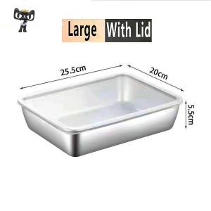 Original Fresh Keeping Box with Sealed Lid 304 Stainless Steel Food Trays Storage Box Stainless Container Organizer Thickened Crisper Refrigerator Accessories
