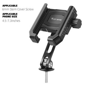 WEST BIKING Cycling Phone Holder Mount Adjustable Cellphone Mount Stable Road Bike Holder Motorcycle Phone Mount  for 4.5-7.3 inch Mobile Phone
