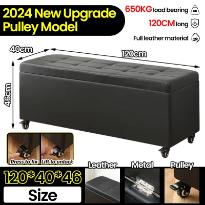 🔥SG Local Seller🔥120cm Storage Bench Leather Storage Stool PU Ottoman Storage Bench Ottoman With Storage Waterproof Multi-functional Retractable Black Shoe Bench Ottoman Stool Stool Chair Foot Stool Simple Bench Sofa Stool Without Backrest 储物凳 换鞋凳 长凳