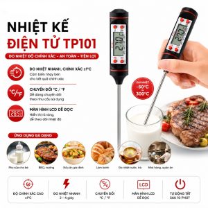 Nhiệt Kế Điện Tử Đo Nước Pha Sữa Đo Thực Phẩm Độ Chính Xác Cao Đầu Inox 304 Cao Cấp