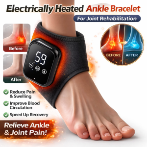 Electric Heated Ankle Massager with Hot Compress Ankle Support Brace for Pain Relief Achilles Tendonitis Plantar Fasciitis