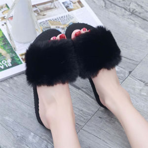 New Womens fashionable flat sandals Korean style trendy plush design stylish flat sandals non-slip plastic ultra-lightweight and convenient slip-on comfortable walking shoes fashionable sandals for wearing outdoors 087523