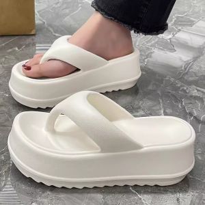 Free Shipping Summer New EVA Thick-Soled 6Cm Flip-Flops For Women Outdoor Wear Height-Increasing Soft-Soled Non-Slip Sandals Trendy Ins Style