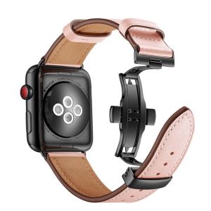 CNAGAIN Leather Strap for Apple Watch ultra 49mm series 8 7 45mm 41mm 44mm 42mm 40mm 38mm Replacement Leather Strap Deployment Buckle for smart Watch 6 5 4 3 2 1