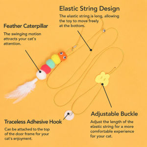 Interactive Cat Toy Retractable Teaser Wand Door Hanging Design Fun Play