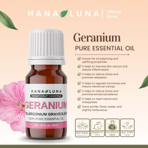 Geranium Essential Oil 100% Pure Aromatherapeutic Grade Organic All Natural Sleep Enhancer Diffuser Air Freshener Purifier Anti Aging Anti Stress Antioxidant Antimicrobial Skin Detox Yoga Grounding Calming Meditation - Hana Luna Philippines