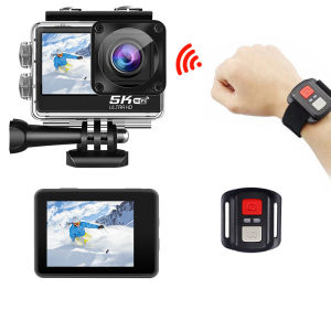 Outdoor Action Camera 5K30FPS 4K60FPS HD Touch Screen Diving Video Camera IPX8 Waterproof Anti-shake Front and Rear Dual Screen Sports Camera for Ski/Riding/Travel/Vlog