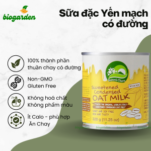 Sữa đặc thuần chay có đường từ Yến mạch Natures 320g Sweetened condensed Oat milk - Ăn Chay - Ăn thực dưỡng - BioGarden