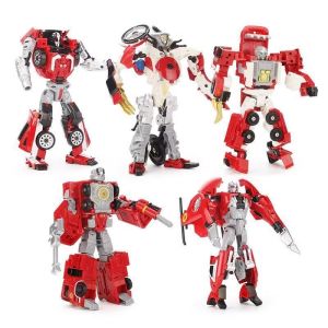 5 IN1 Transforming Robot Fire Fighting Vehicle Action Figure Boys Collect Toys and Leisure Children Toy Holidaybirthday Gifts