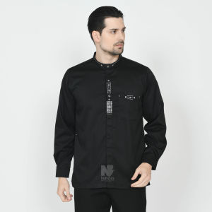 Baju Koko Hitam Pria Dewasa Lengan Panjang Kemko Seragam Hadroh Santri Taqwa Muslim Katun Kekinian