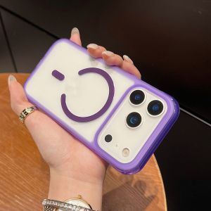 Luxury Color Soft Bumper Armor Phone Case For iPhone 17 16 15 14 13 12 Pro Max For Magsafe Shockproof Clear Acrylic Cover Funda