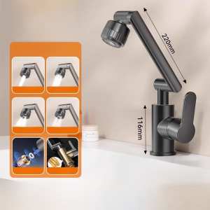 Universal swivel sink faucet for wash basin hot and cold water