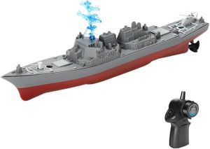 Remote Control Warship RC Military Battleship 2.4GHz Remote Control Boat for Lakes and Rivers RC Armed Arleigh Burke Class Destroyer Model with Low Battery Reminder for Adults