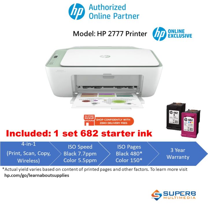 Hp DeskJet 2777 Printer [Light Sage] Print,Scan,Copy,Wireless (E-Wallet ...