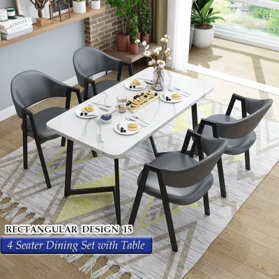 (READY STOCK MALAYSIA) E-Morah Home Prime HP027 Premium 4 Seater Modern Dining Set with Table Designer Grade (Available in Round/Square/Rectangular) Nordic Design Scandinavian Style Dining Table with 4 Chairs Meja Makan 4 Kerusi Perabot Moden
