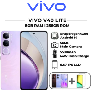vivo V40 Lite 5G RAM 8GB ROM 256GB หน้าจอ AMOLED 6.67 นิ้ว 120Hz Snapdragon 4 Gen 2 กล้อง 50MP แบตเตอรี่ 5000mAh ชาร์จเร็ว 80W มาตรฐาน IP64