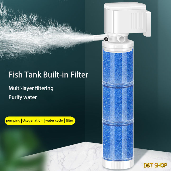 View of Fish tank built-in filter three-in-one water pump oxygenation and water ...