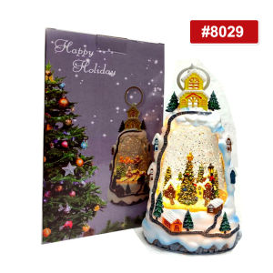Christmas Bell Snow Globe with Glitter and Lighted Musical Village Scene ( 8028-8030 )